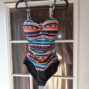 Chaps Multicolor Striped One Piece Swimsuit Size 6